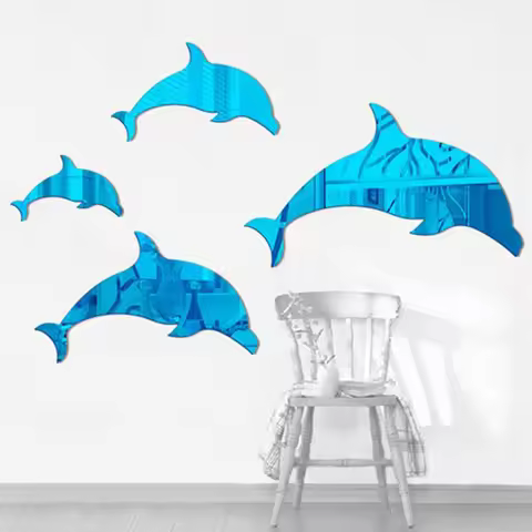 4pcs Wall Hangings 3D Wall Decals Art Mirror Acrylic Wall Stickers Home Decoration Kids Room Classro