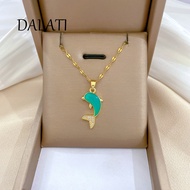 DALATI Titanium Steel Oil Drip Dolphin Necklace