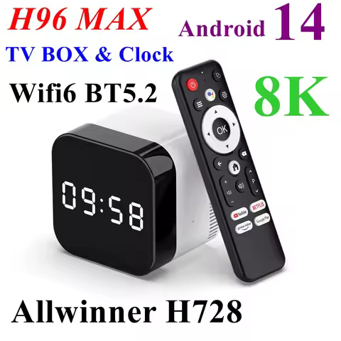 H96 Max Android 14 ATV TV BOX 4GB 128GB Allwinner H728 Octa Core 8K LAN 1000M Wifi6 BT Voice Remote 
