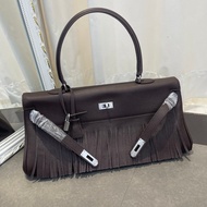 [Fishwater Boutique] High-Quality Imported Togo Leather Tassel Handbag Long Handle Underarm Bag