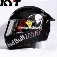 Helm Full face KYT R10 Black Glossy Paket Ganteng Red Bull