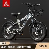 東西物聚 - 包安裝及送貨 - 兒童自行車 20英寸【極氪】酷炫銀+一體輪+單支撐 前後雙碟刹 寶寶小孩腳踏車 單車 踏步車