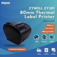 ZYWELL ZY301 80mm POS Thermal Receipt Printer 4MB Input Buffer Auto Cutter for POS System