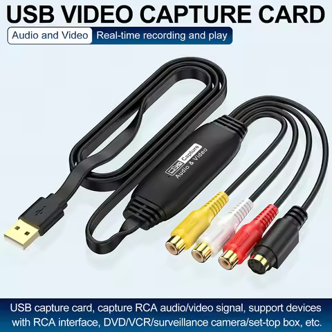 USB Video Capture Card VHS VCR TV DVD Audio Capture Adapter Card USB To AV Video Capture Adapter for