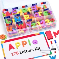 Gamenote Classroom Magnetic Alphabet Letters Kit 178Pcs with Double Side Magnet Board - Foam Alphabe