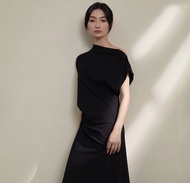 【棉質肌理】新中式復古 針織露肩/修身開叉晚禮服