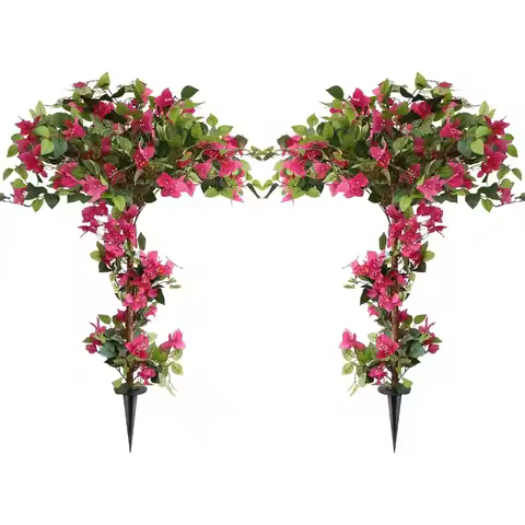 Artificial Bougainvillea Trees, Fake Bougainvillea Flowers Plant with Ground Spike, Outdoor Faux Aza