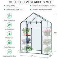 【hot】❁  3-Tier Walk-in Greenhouse with Shelves Indoor Outdoor Garden Flowers Planting Yard Warm PE Cover Bracket