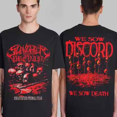 Slaughter To Prevail Unsatisfied Primal Fear Graphic Tee Skull Axe Deathcore Streetwear Casual Unise