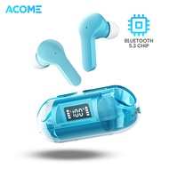 ACOME AT02 Headset Earphone Wireless Earbuds TWS BASS Bluetooth 5.3 Ultra Light Casing Transparant I
