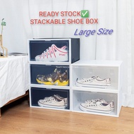 🔥Ready Stock 现货 LARGE SIZE SHOE BOX RACK 17.5CM*33.5CM*25CM Foldable Stackable 鞋架可叠加收纳