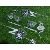 Custom transparent Mio sporty/smile striping Sticker with Medusa 666 motif