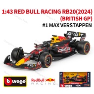Bburago 1:43 Red Bull 2024 RB20 British #1 #11 F1 Racing Formula Car Static Simulation Diecast Alloy