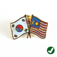Malaysia Korea Flag Pin - Korea Malaysia Friendship Flag Collar Pin