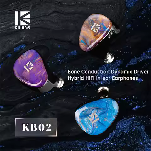 KBEAR KB02 Bone Conduction Dynamic Driver Hybrid Headphones 0.78mm/2PIN 3.5mm HIFI In Ear Monitor Wi
