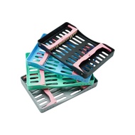 1Pcs Dental 10 Holes Sterilization Box Plastic Autoclavable Gray Blue Black 216x149x26.5mm For Clini