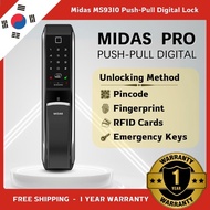 HDB Door Lock Push-Pull Digital Lock - 4 in 1 access fingerprint, pin, card, and key access. Digital Door Lock Midas
