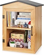 Exttlliy Outdoor Library Outdoor Book Box Storage Wooden Cabinet Little Literature Box for Neighborh