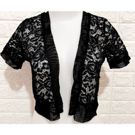 BLACK BRUCADE CROP BOLERO TOP
