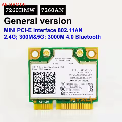 (HB05)1Pcs Mini PCI-E Dual-Band 2.4G/5Ghz Wireless Network Card AC 7260 7260HMW Bluetooth 4.0 802.11
