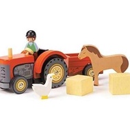 Tender Leaf Toys - Farmyard Tractor - Wooden Tractor Toy with Removable Trailer, Animals and Accesso