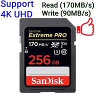 (Support 4K Video) 170MB/s SanDisk Extreme Pro 256GB / 128GB SD SDXC UHS-I Memory Card U3 V30 C10 DSLR Camera Camcorder [ORIGINAL Product]