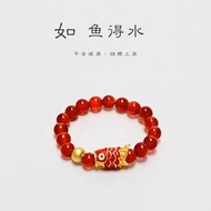 Genuine Red Agate Ring Koi Shore Niche High-End Original Design Benming Year Red Agate Ring