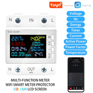 KWS-302WF Tuya เครื่องวัดกระแสไฟฟ้าและแรงดันไฟฟ้าแบบ WIFI เครื่องวัดพลังงาน wifi 8 in 1 จอแสดงผลสีแอ