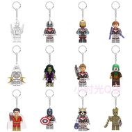 Compatible with Lego Keychain Marvel DC Superhero Black Widow Iron Man Spiderman Thanos Schoolbag Pe