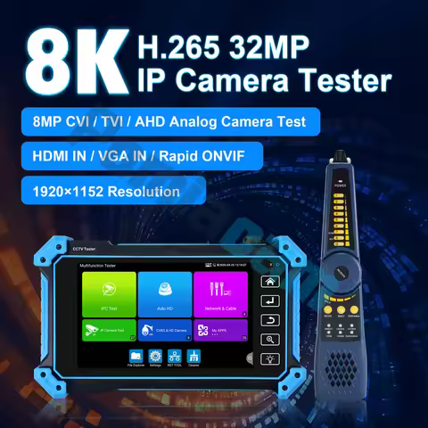 IP Camera Tester Upgraded 8K H.265/H.264 IPC-5100C Plus 8MP IP CVI TVI AHD Analog Camera Tester VGA&
