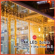 Christmas Lighting 144LED Icicle Lampu Hiasan LED Curtain Light Icicle Fairy Light Wedding Decoratio