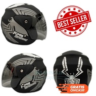 Half Face Evo Innovation SNI Motorcycle Helmet Like GM Helmet original VENOM Silver PREMIUM Motif Fo