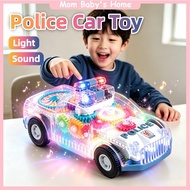Police Car Toy Transparent Gear Electric Light Siren Sound For Kids Gift Kereta Polis Mainan Kanak