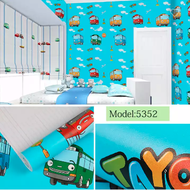 Wallpaper Dinding - Wallpaper Stiker Dinding Kamar - Walpaper Dinding Tembok Ruang Tamu Sakura Biru