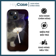 HEYCASE meme phone case cool sassy smoking cat shockproof TPU plastic cover