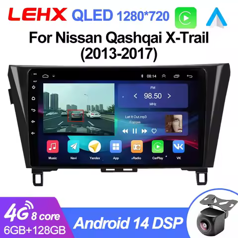 LEHX L6Por 2 din Android 14 Stereo Car Radio Multimedia For Nissan Qashqai J11 X-Trail 3 T32 2013-20