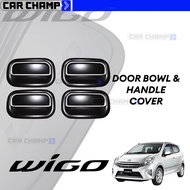 Toyota Wigo 2014 to 2022 Door Bowl Inner and Door Handle Outer Cover Matte Black 2015 2016 2017 2018