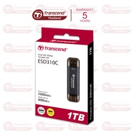 External SSD smallest 1TB : ESD310C Type-A and Type-C connectors : Transcend - รับประกัน 5ปี - มีใบก