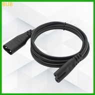 BUB Black IEC 60320 C7 to C8 Extension Cord 2x0 75mm² Conductors for Equipment Charging