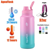 Original Agua Flask 32oz Tumbler Hot And Cold  Wide Mouth With Spout Lid Vacuum Flask Insulated Aqua