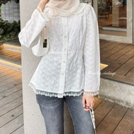 Himeka Vintage - Lova Blouse - Embroidery Blouse - White Blouse - Vintage Coquette Blouse - Coquette
