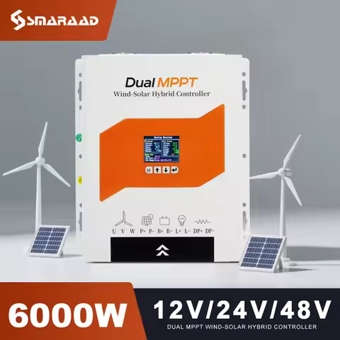 6KW Dual MPPT Wind Energy Hybrid System Charging Solar Controller 12V 24V 48V Automatic Adjustment H