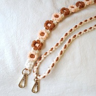 可調節法式編織小花手機掛繩 背繩