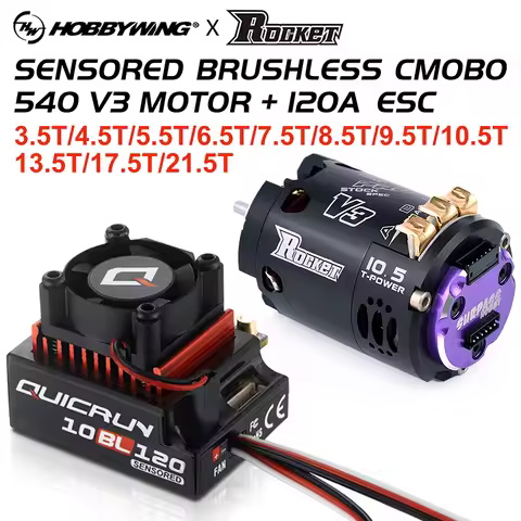 Hobbywing QUICRUN 10BL120 120A ESC w/Rocket 540 V3 4.5T 10.5T 13.5T Motor Sensored Brushless Combo f