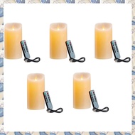(CNJB) 5X LED Candles Flickering Flameless Candles Rechargeable Candle Real Wax Candles with Remote 