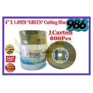 Stainless Steel Green Cutting Disc CY2 (1Carton / 800Pcs) Mata Potong 107 x 1.2 x 16mm