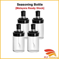 Food Storage Transparent Glass Seasoning Bottle With Spoon Salt Condiment Food Grade Airtight Jar Sp