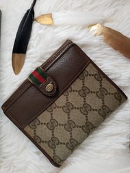 GUCCI vintage古董經典綠紅綠織帶GG LOGO 中性短夾