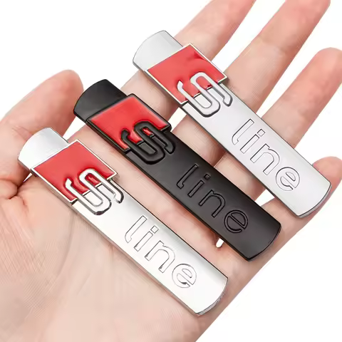 3D Metal Black Sline Logo S Line Emblem Car Fender Badge For Audi A1 A3 A4 A5 A6 Q5 Q7 Q3 S3 S4 S6 T