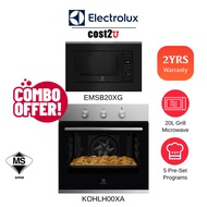 Electrolux Combo Built-in Oven & Microwave Package | 60cm 68L Oven KOHLH00XA & 20L Grill Microwave E